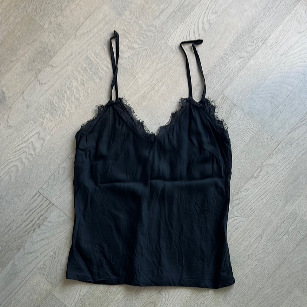Black Satin-like Tank - Size Small